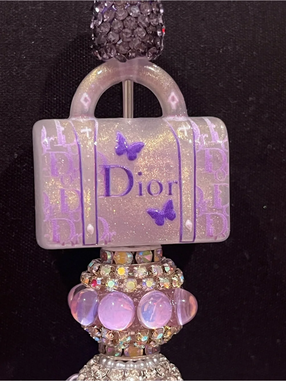 Designer inspired purple purse focal fancy beaded pen